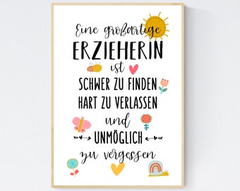 Abschiedsgeschenk Kindergarten Erzieherin Kita Kinderpflegerin Geschenk Danke Erzieherin