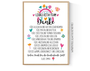 Farewell gift kindergarten day care team educator gift thank you personalized with name