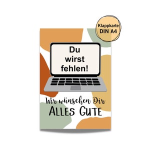 Karte zum Abschied Abschiedskarte Kollege Kollegin Verabschiedung Ruhestand Rente DIN A4