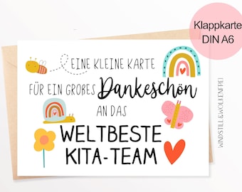 Abschiedskarte Kindergarten Kita Kita Team Abschiedsgeschenk Karte Regenbogen Karte zum Abschied Klappkarte