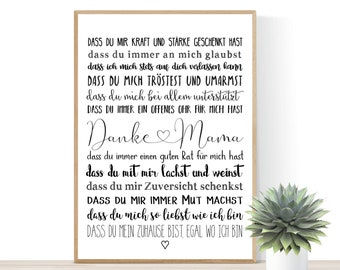 Gift Mother's Day Thank MAMA Mother's Day Gift Poster Best Mom Best Mom