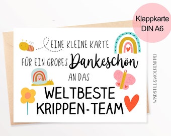 Abschiedskarte Krippe Kinderkrippe Krippen Team Abschiedsgeschenk Karte Regenbogen Karte zum Abschied Klappkarte