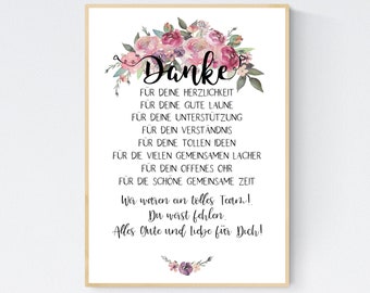 Abschiedsgeschenk Kollegin Kollege Verabschiedung Ruhestand Rente Geschenk Poster Bild Blumen