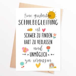 Abschiedskarte Schulbegleitung  Grundschule Schule Abschiedsgeschenk Karte Dankeskarte
