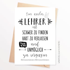 Abschiedskarte Lehrer Schule Abschiedsgeschenk Lehrer Karte Dankeskarte