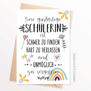 Abschiedskarte Abschiedsgeschenk Karte zum Abschied Schüler Schülerin Abschlussklasse Übergang
