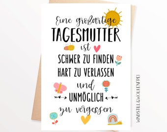 Abschiedskarte Tagesmutter Abschiedsgeschenk Karte Dankeskarte