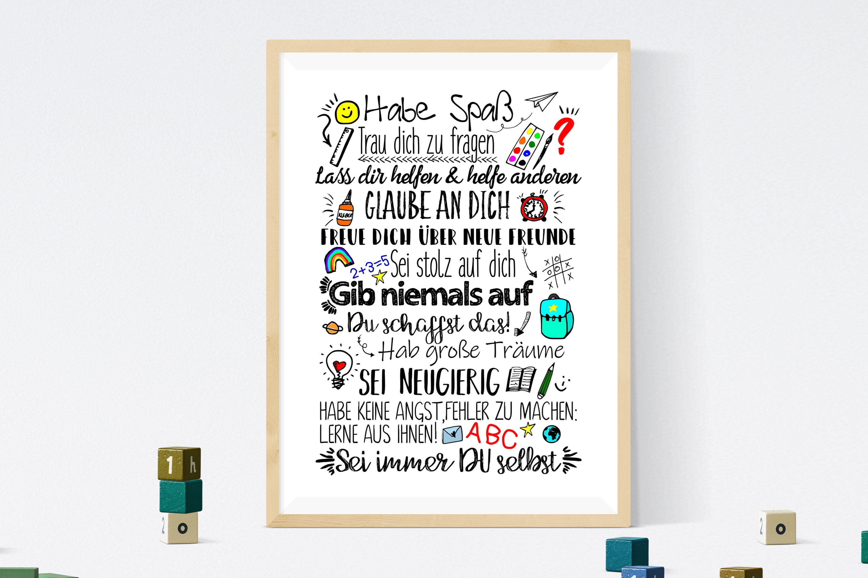 Geschenk zur Einschulung Wünsche Mutmacher Poster Sprüche Etsy