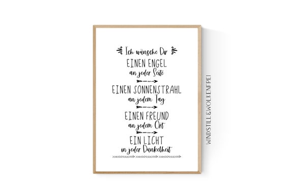 Geschenk Weihnachtsgeschenk Mutmacher Wünsche - Sprücheposter Schutzengel Poster Träume Motivation Spruch