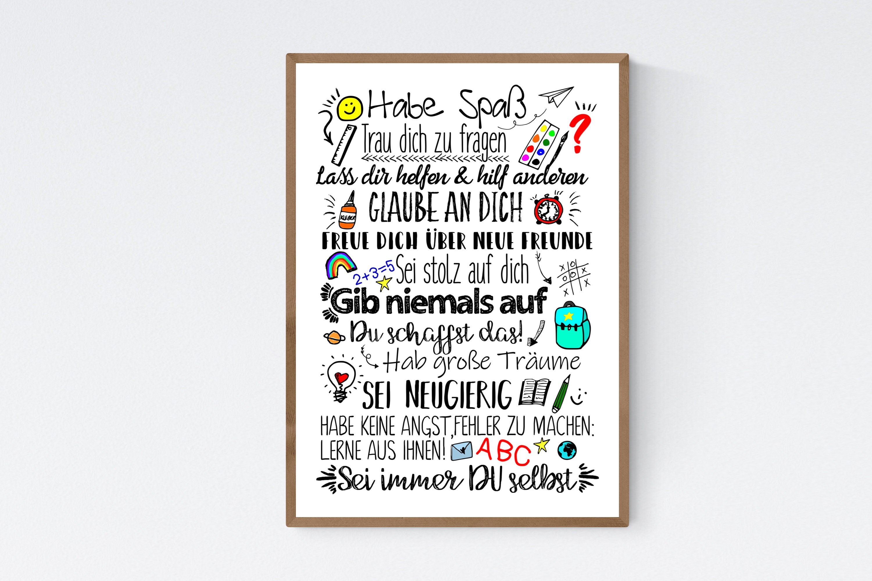 Geschenk zur Einschulung Wünsche Mutmacher Poster Sprüche Etsy