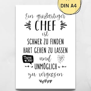 Karte DIN A4 Abschied Chef Verabschiedung Ruhestand Rente Abschiedskarte Chef