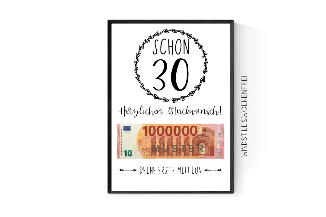 Wieviel Geld Zum 30 Geburtstag Freundin Geschenk zum 30.Geburtstag | Geldgeschenk | Poster| Dreißig