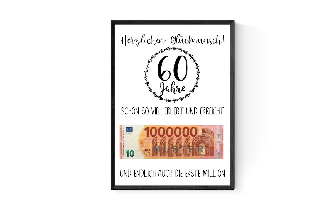 Geschenk zum 60.Geburtstag Geldgeschenk Poster Sechzig