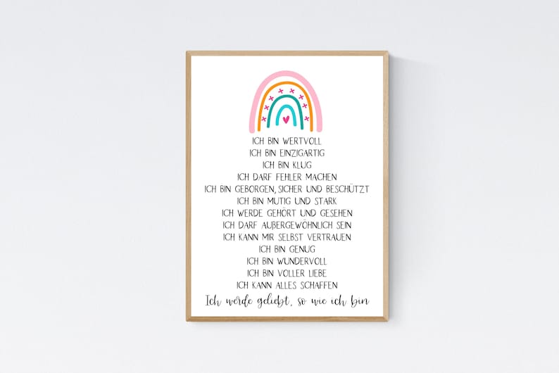 Geschenk zum Schulanfang Einschulung Affirmationen Affirmationsposter Kinder Kind Pink 画像 1