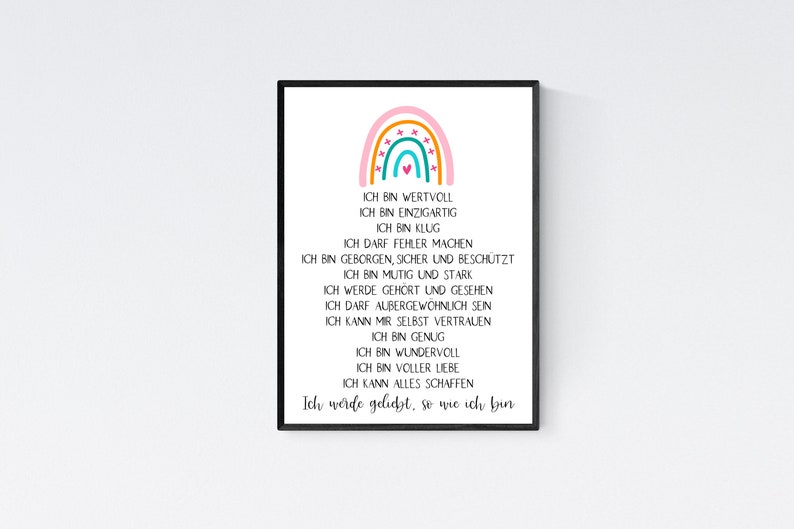 Geschenk zum Schulanfang Einschulung Affirmationen Affirmationsposter Kinder Kind Pink 画像 2