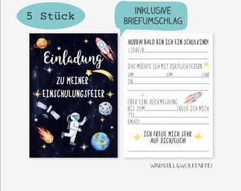 Invitation to school enrollment party school enrollment school child space astronaut boys