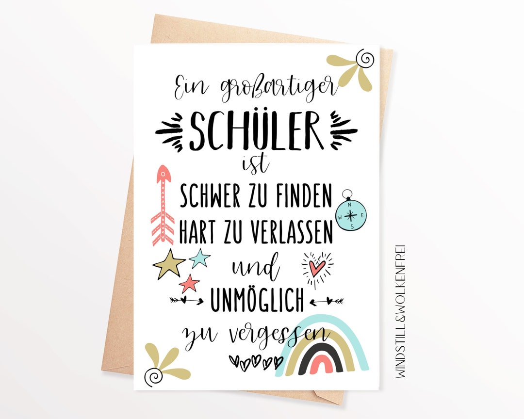 Abschiedskarte Abschiedsgeschenk Karte zum Abschied Schüler Schülerin
