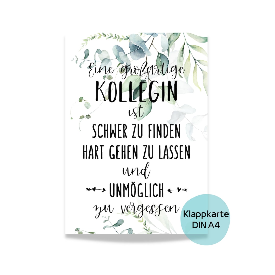 Karte DIN A4 Abschied Kollegin Verabschiedung Ruhestand Rente Etsy.de