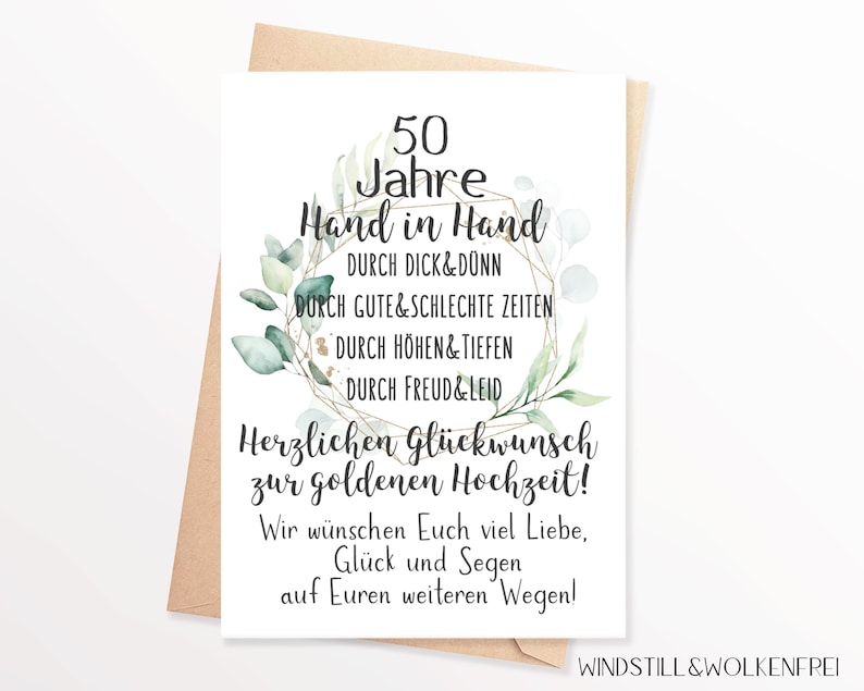 Karte Goldene Hochzeit Wünsche zur Goldenen Hochzeit Etsy