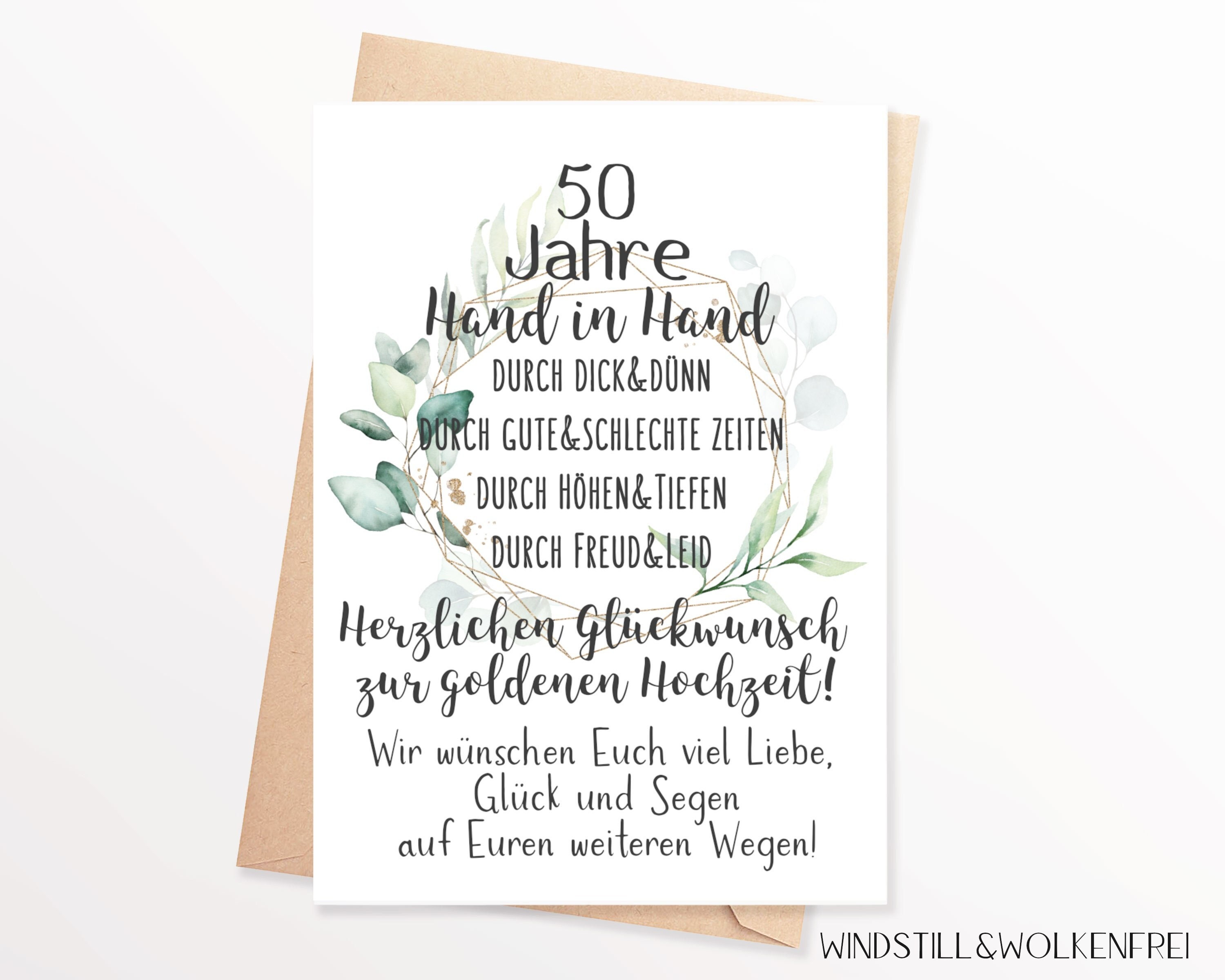 Karte Goldene Hochzeit Wünsche zur Goldenen Hochzeit Etsy.de