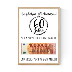 Geschenk zum 60.Geburtstag Geldgeschenk Poster Sechzig