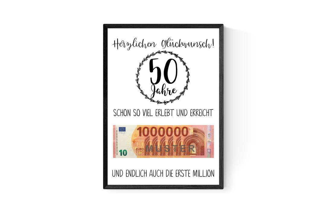 Geschenk zum 50.Geburtstag Geldgeschenk Poster Fünfzig