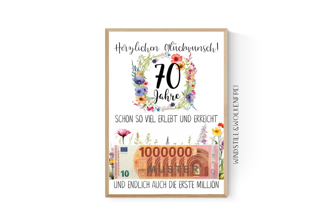 Geschenk zum 70.Geburtstag Geldgeschenk Poster Siebzig