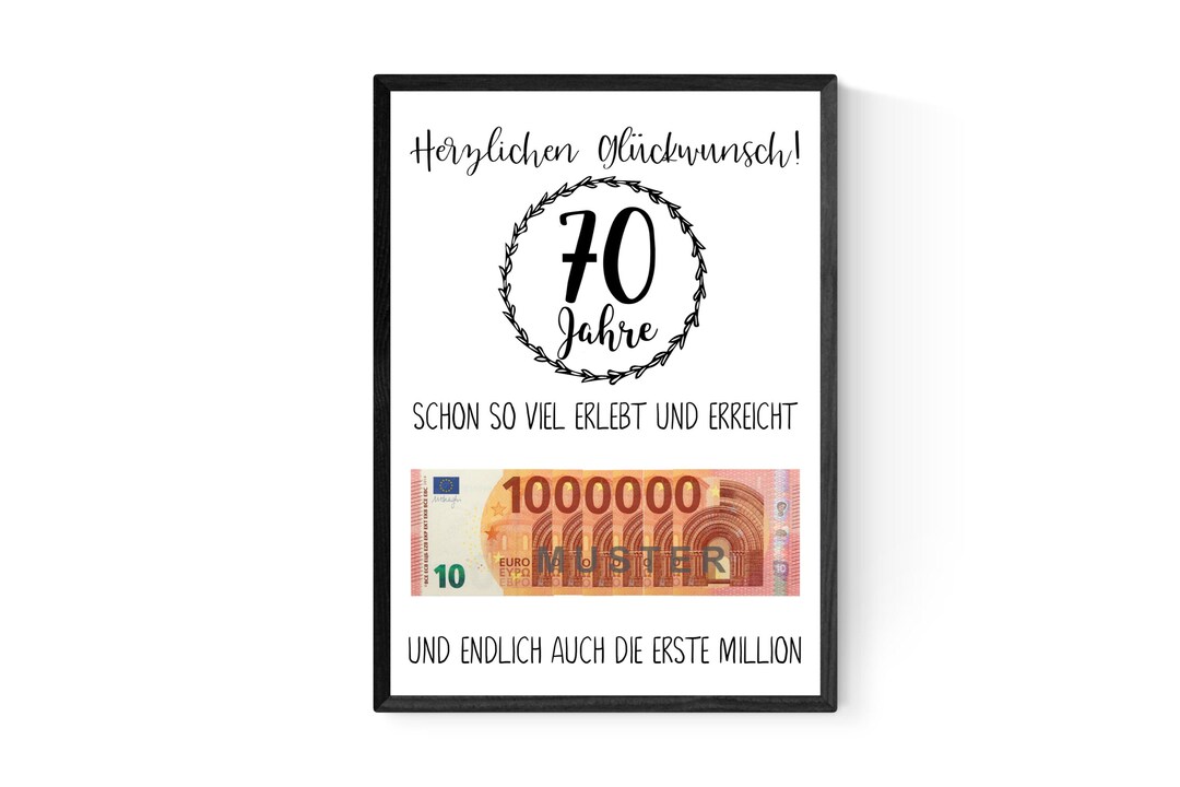 Geschenk zum 70.Geburtstag Geldgeschenk Poster Siebzig