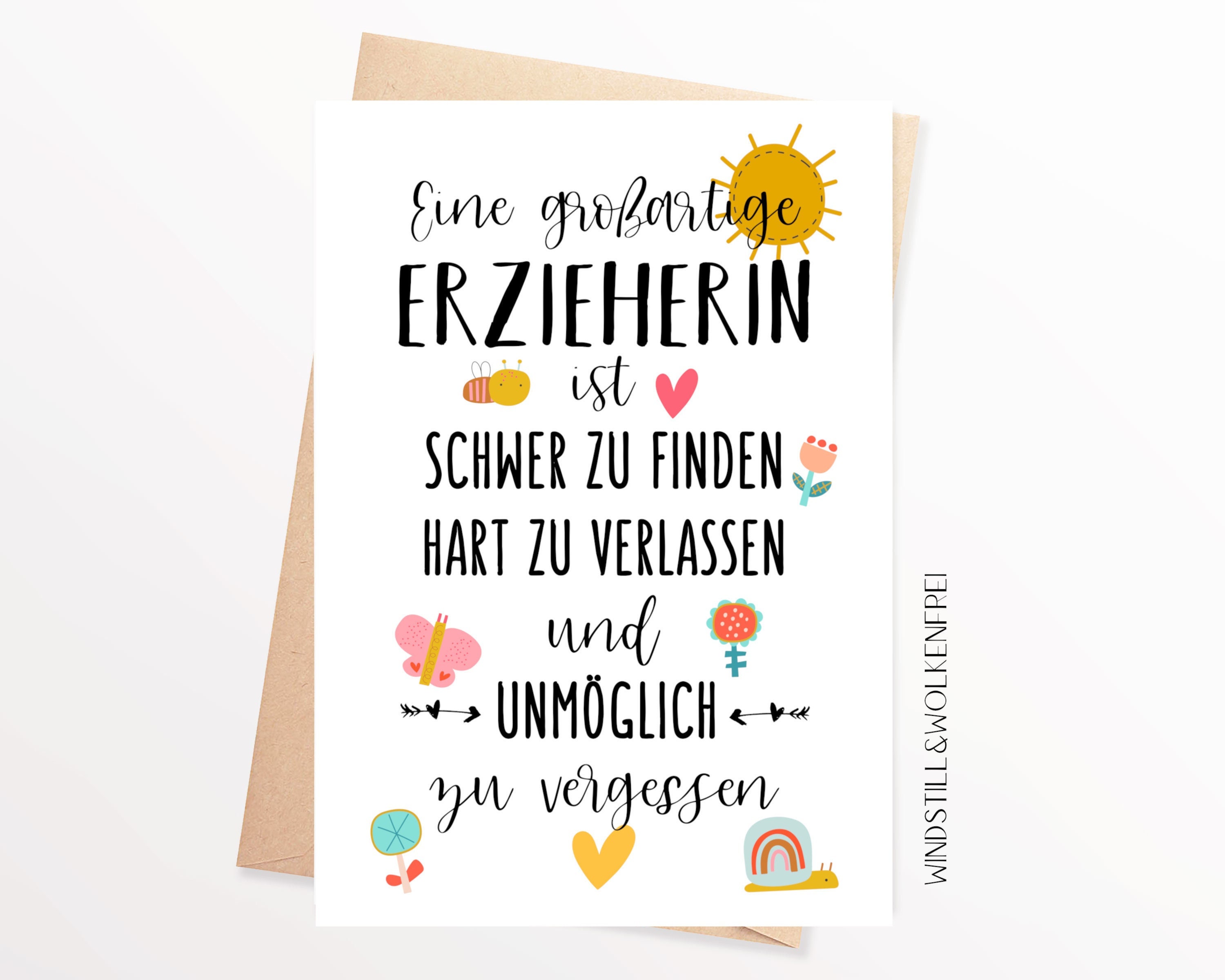 Abschiedskarte Kindergarten Kita Erzieherin Grundschule Etsy