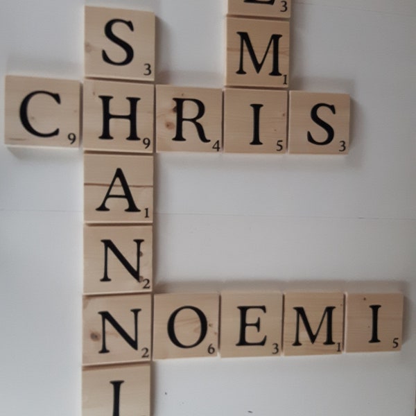 Scrabble - Wanddeko Natur groß 12x12 cm