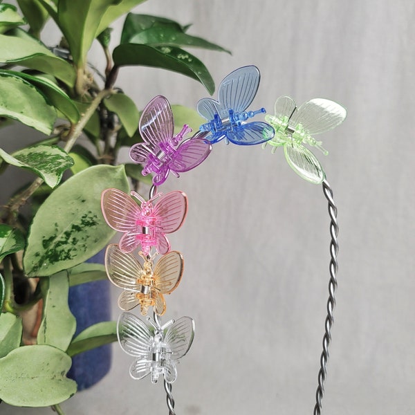 Butterfly plant clips, set of 6 colors. For hoyas, orchids, philodendrons, pothos, climbing plants. Ships free with other orders.