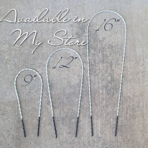 May include: Three silver wire hoops with black tips, measuring 9 inches, 12 inches, and 16 inches. The text "Available in My Store" is written in cursive above the hoops.