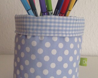 Pen basket "light blue with dots"