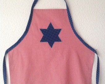 Children's apron red with blue star