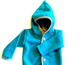 Walk jacket/wool walk jacket children/children's jacket/winter jacket petrol light