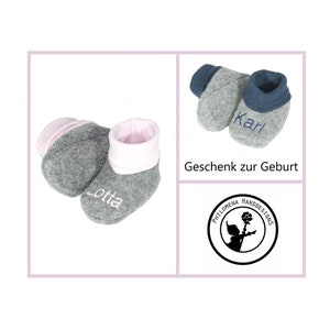 Walkschuhe/Babyschuhe/Krabbelschuhe/Wollschuhe Baby/Geschenk zur Geburt/personalisiertes Geschenk Bild 2