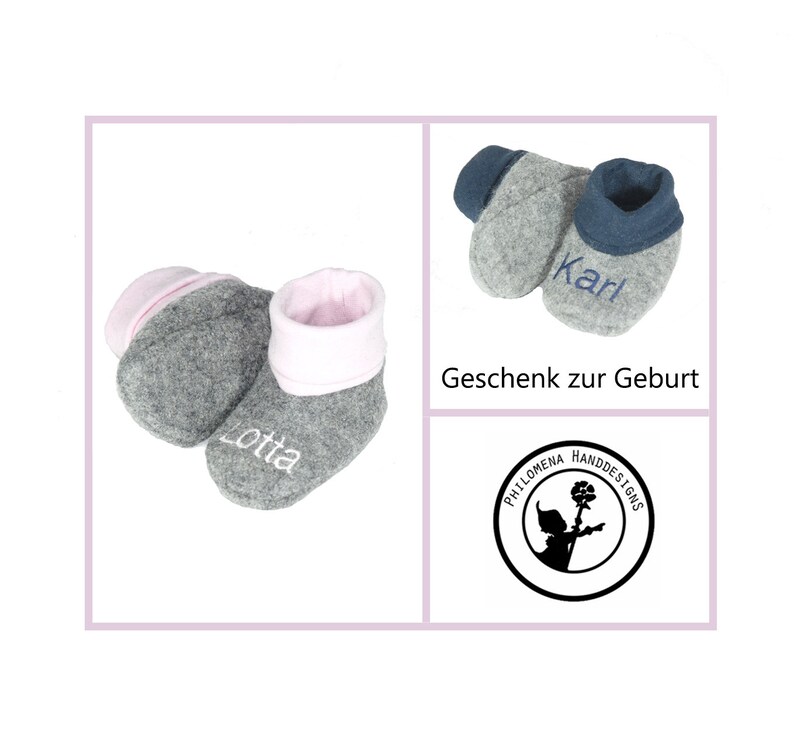 Walkschuhe/Babyschuhe/Krabbelschuhe/Wollschuhe Baby/Geschenk zur Geburt/personalisiertes Geschenk Bild 2