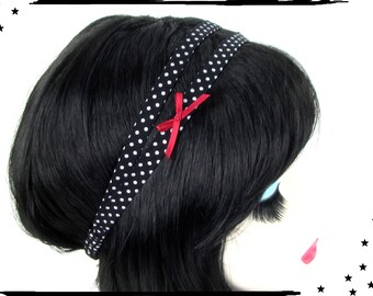 Draht Haarband Punkte grau Rockabilly Polka Dots Pin up Retro Pünktchen