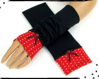 Stulpen Punkte in verschiedenen Farben - Armstulpen Pulswärmer  Rockabilly moecha polka dots Pünktchen Tupfen