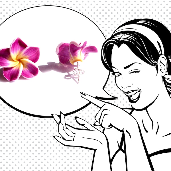 Ohrringe verschiedene Farben zur Auswahl - Hawaii Frangipani Blume Rockabilly Blüten Ohrstecker Blütenschmuck