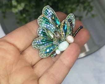 Butterfly brooch, Embroidered Brooch, Hand embroidered pin, Butterfly pin, Jewellery Pin, Jewellery pin, Beaded brooch