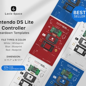 DS Lite Download Teardown Template Zerlegen Game Controller Zeichnungen