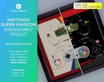 Download Super Famicom (V2), Retro Game Teardown Template, Tech Home Wall Decoration, Gamer Dad
