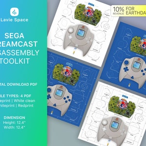 Descargar plantilla de desmontaje de Sega Dreamcast y dibujos para desmontar el mando.