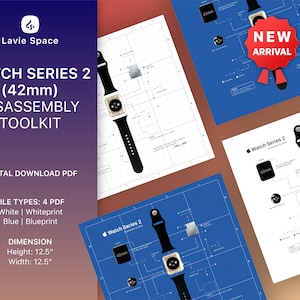Apple Watch Series 2 Disassembly, Size 42mm, Watch Teardown Templates, Frame Watch, Watch Series Wall Art, Watch Series Frame Art