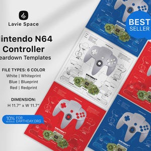 Nintendo 64 Controller Download Teardown Retro Gaming Decor Disassembly Tech Art Digital