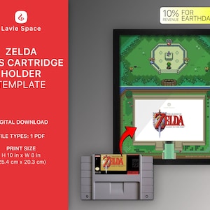 ゼルダの伝説 SNES カートリッジ ディスプレイ テンプレート – 『A Link to the Past』用レトロゲーム アート プリント