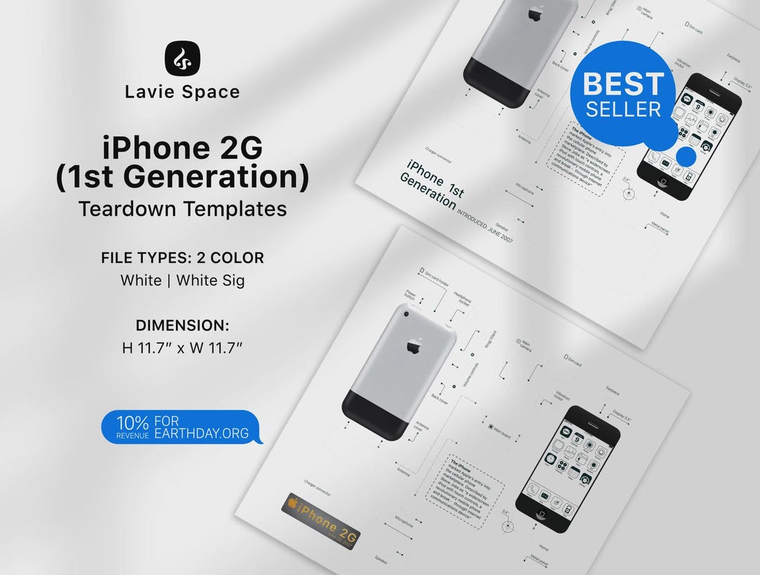 IPhone 1st Gen Teardown Template Download Apple Wall Art Retro Tech ...