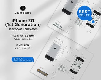 iPhone 1st Gen Teardown Template Download Apple Wall Art Retro Tech Poster Printable Blueprint