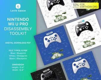 Wii U Pro Controller Teardown Template | Disassemble Game Controller Drawings & Plans for DIY Repairs